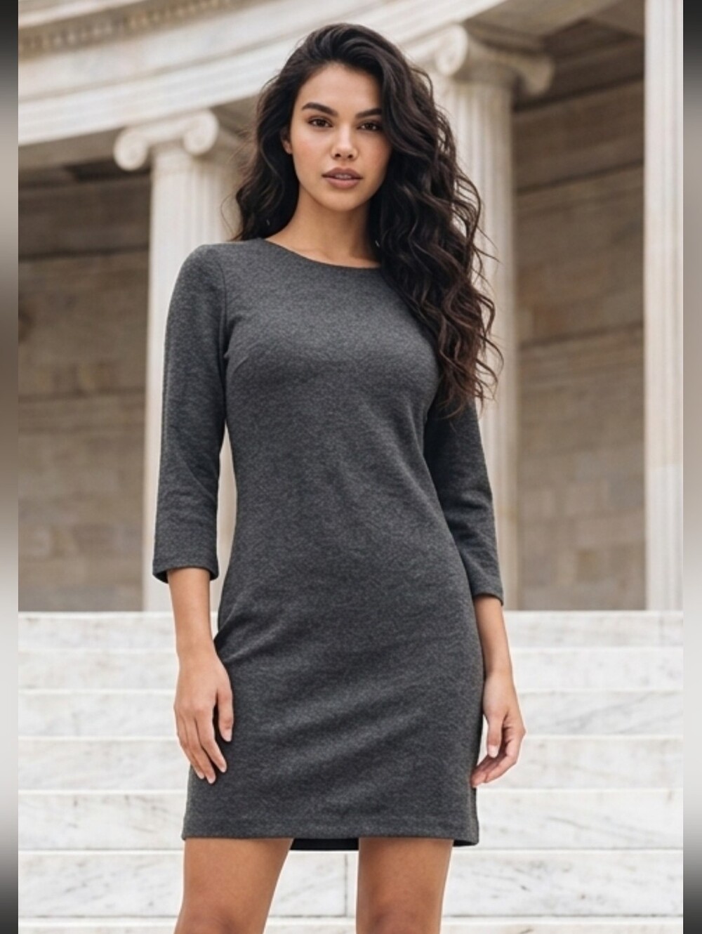 Vince Camuto Classic Gray 3/4r Sleeve Shift Dress